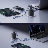 Baseus EnerFill FE11 3 en 1 chargeur mural rapide 2x USB-C / USB-A 100W - Noir