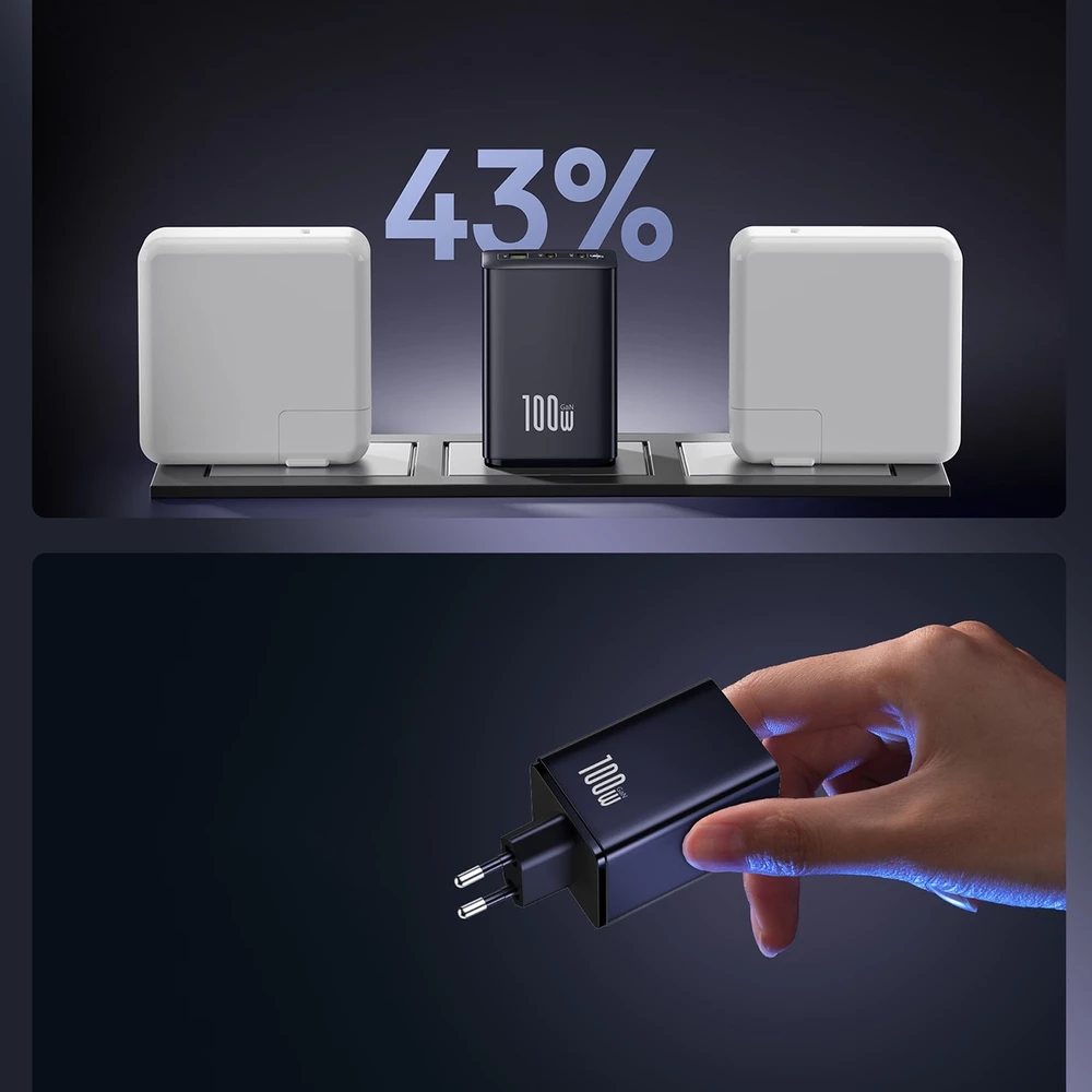 Baseus EnerFill FE11 3 en 1 chargeur mural rapide 2x USB-C / USB-A 100W - Noir