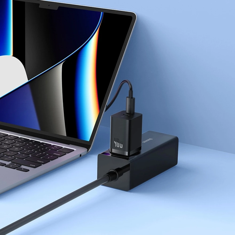 Baseus GaN5 Pro chargeur mural rapide 40W 2x USB-C - Noir