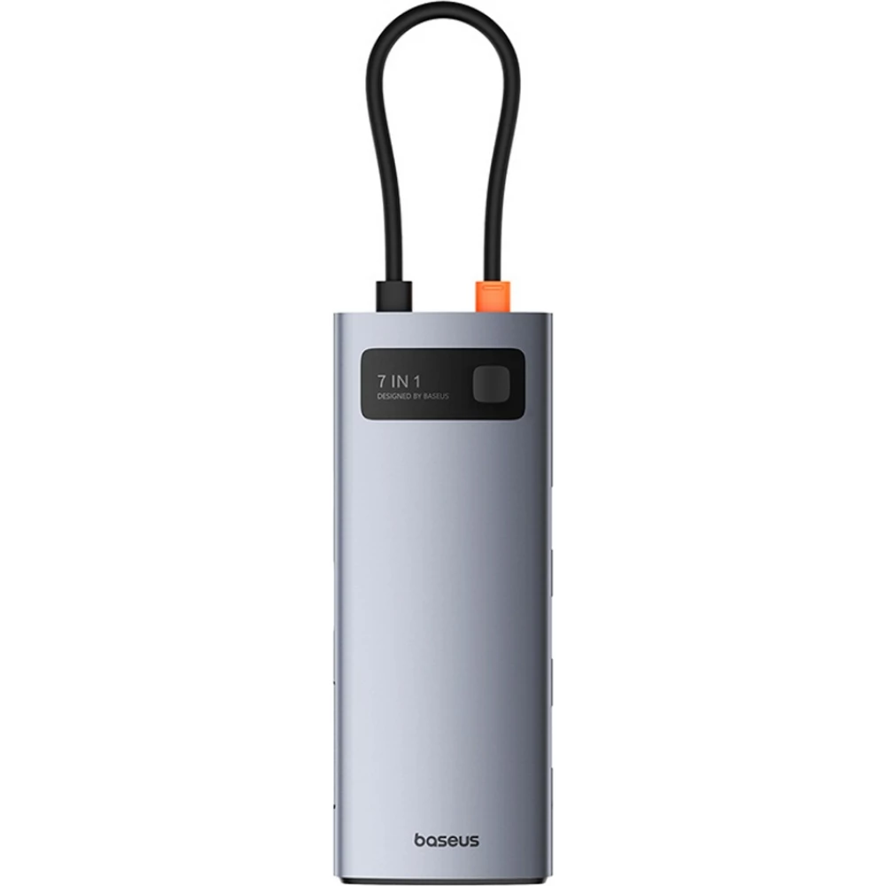 Baseus 7-in-1 Metall Glanz Hub HDMI 4K 60Hz USB-C mit 3x USB 3.0 / USB-C PD / SD / microSD - Grau