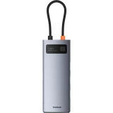 Baseus 7-in-1 Metall Glanz Hub HDMI 4K 60Hz USB-C mit 3x USB 3.0 / USB-C PD / SD / microSD - Grau