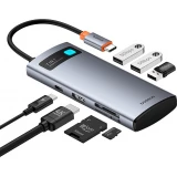 Baseus 7-in-1 Metall Glanz Hub HDMI 4K 60Hz USB-C mit 3x USB 3.0 / USB-C PD / SD / microSD - Grau