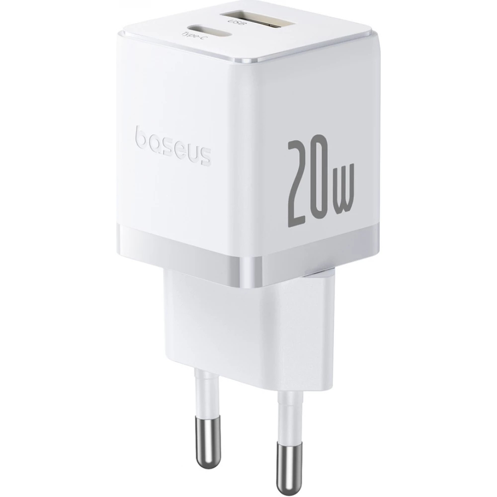 Baseus Palm 20W chargeur mural rapide USB-C / USB-A mini taille et compact - Blanc