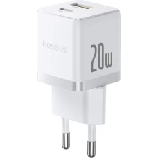 Baseus Palm 20W chargeur mural rapide USB-C / USB-A mini taille et compact - Blanc