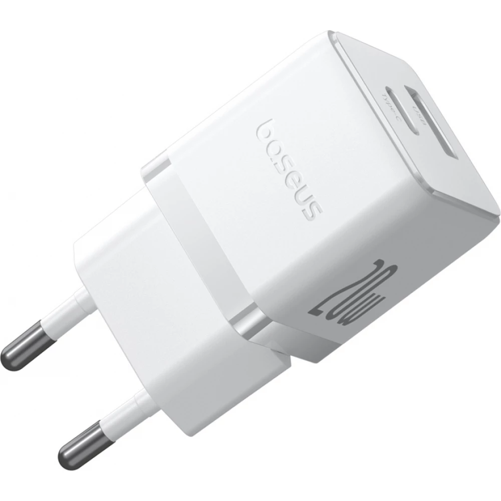 Baseus Palm 20W chargeur mural rapide USB-C / USB-A mini taille et compact - Blanc