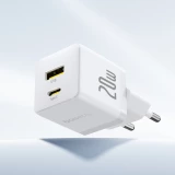 Baseus Palm 20W chargeur mural rapide USB-C / USB-A mini taille et compact - Blanc