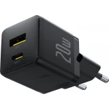 Baseus Palm 20W chargeur mural rapide USB-C / USB-A mini taille et compact - Noir