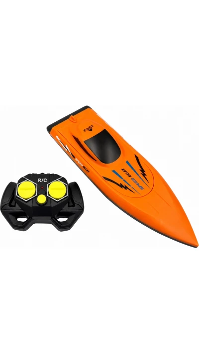 Bateau t&eacute;l&eacute;command&eacute; 2.4 GHz anti-retournement avec coque anti-chocs - Orange