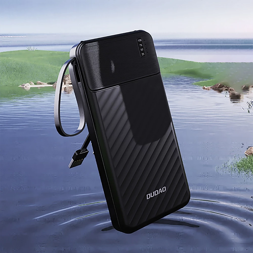 Batterie externe Dudao K11 Pro Powerbank 20000mAh avec c&acirc;bles int&eacute;gr&eacute;s - Noir