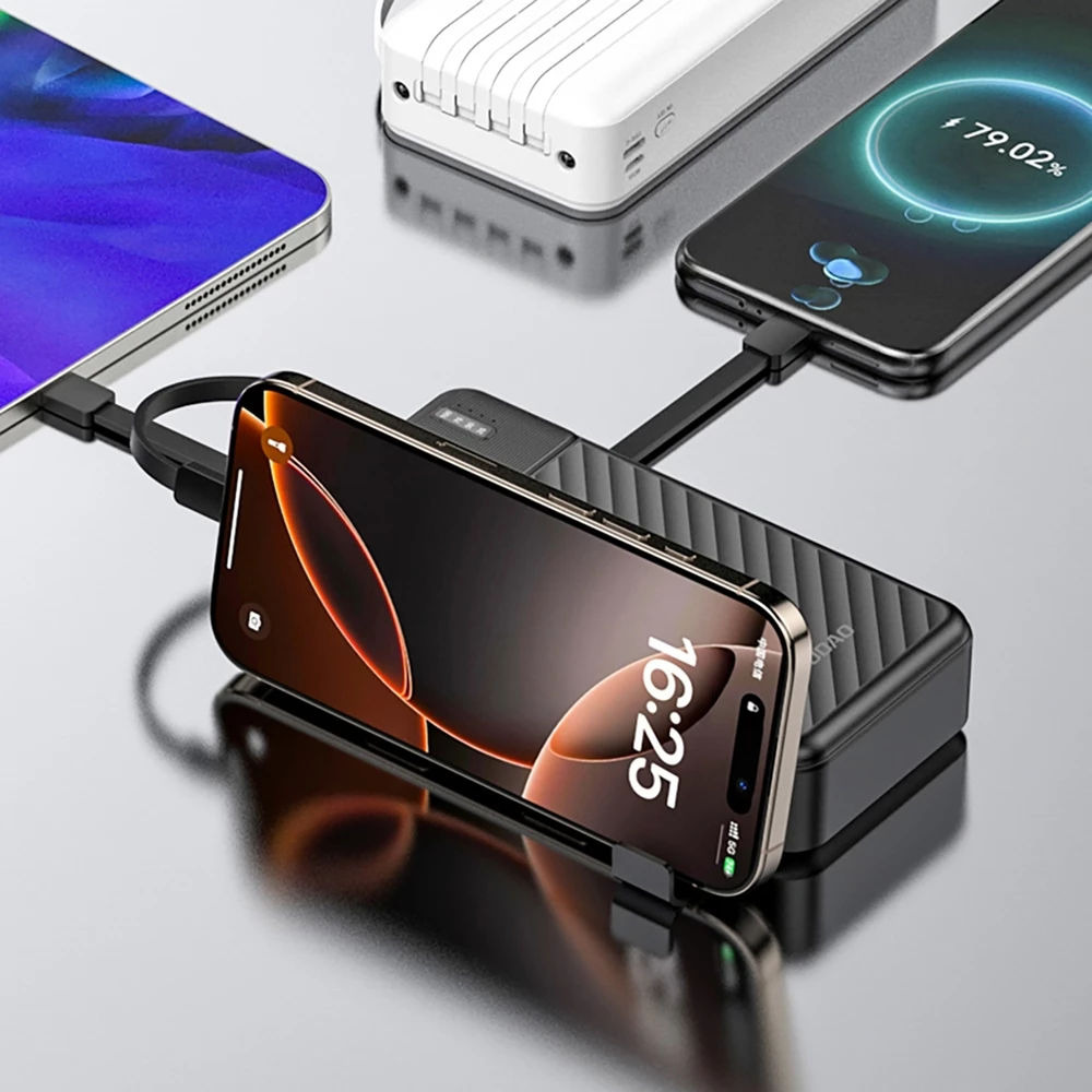 Batterie externe Dudao K11 Pro Powerbank 20000mAh avec c&acirc;bles int&eacute;gr&eacute;s - Noir