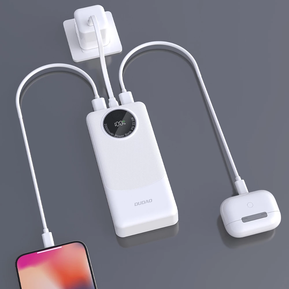 Dudao K12Pro 20000mAh Powerbank 22.5W mit 3 Ports PD USB-A USB-C - Weiss