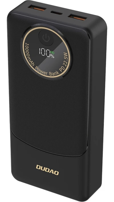 Batterie externe Dudao K12Pro 20000mAh 22.5W avec 3 ports PD USB-A USB-C Powerbank - Noir