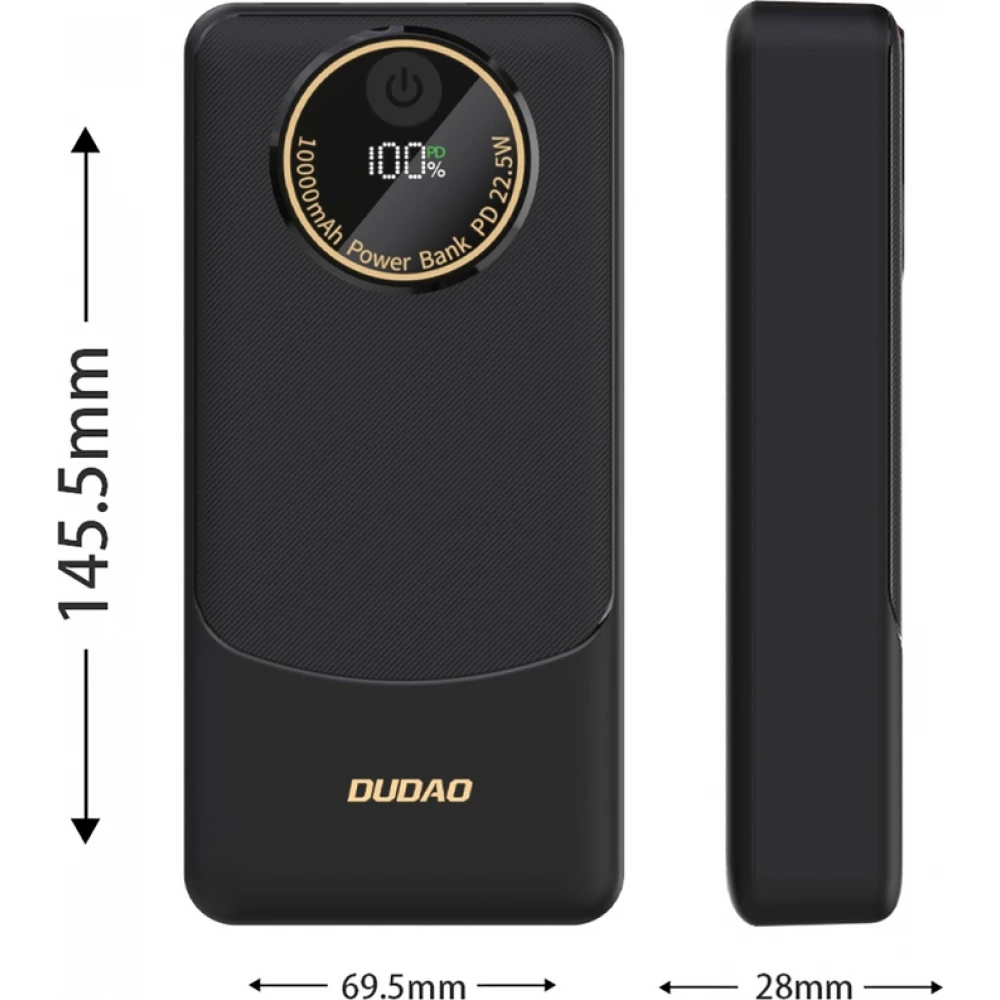 Batterie externe Dudao K12Pro 20000mAh 22.5W avec 3 ports PD USB-A USB-C Powerbank - Noir