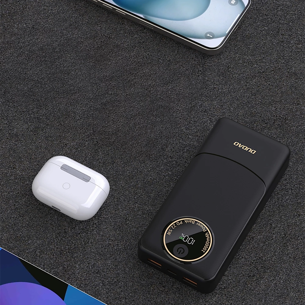 Batterie externe Dudao K12Pro 20000mAh 22.5W avec 3 ports PD USB-A USB-C Powerbank - Noir