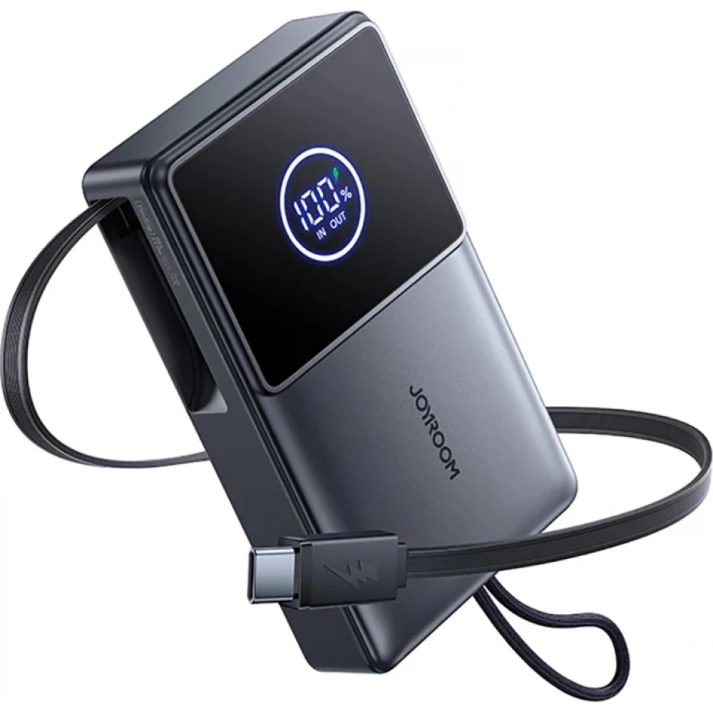 Batterie externe Joyroom JR-PR1 10000mAh 22.5W powerbank avec câble USB-C rétractable intégré - Noir