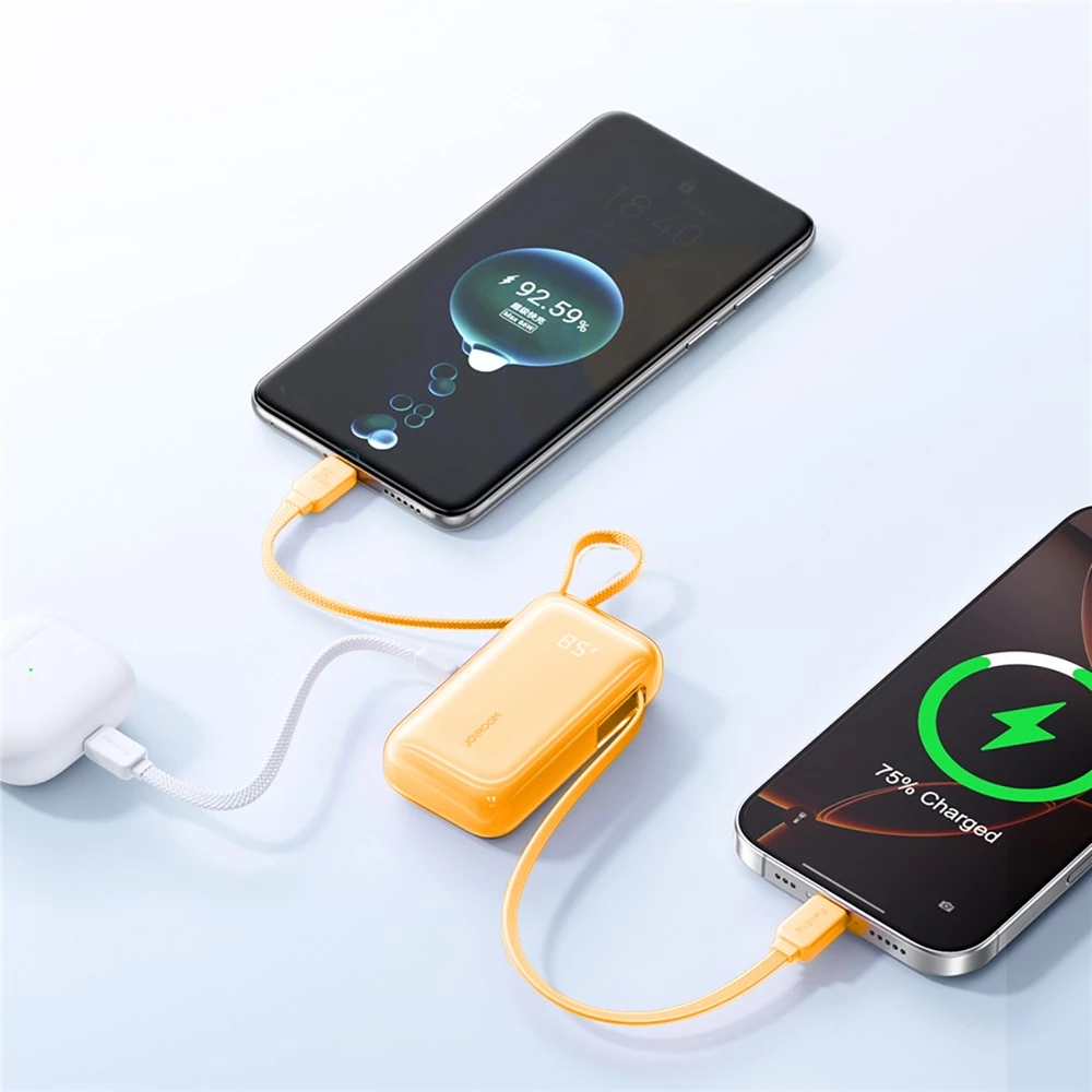 Batterie externe Joyroom JR-PR2L Powerbank 10000mAh 35W avec c&acirc;bles USB-C int&eacute;gr&eacute;s - Orange