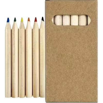 Boîte de 6 crayons arc-en-ciel, crayons de couleur compacts parfaits pour voyage et loisirs créatifs - Multicolore