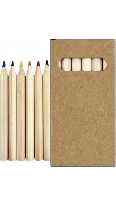 Boîte de 6 crayons arc-en-ciel, crayons de couleur compacts parfaits pour voyage et loisirs créatifs - Multicolore