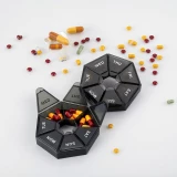 Bo&icirc;te pilulier grande capacit&eacute; plastique haute qualit&eacute; organiseur m&eacute;dicaments semaine quotidien - Noir