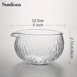 Texturiertes, robustes Glas-Matcha-Bowl mit Ausgie&szlig;er - Ideal f&uuml;r die japanische Teezeremonie - Transparent
