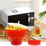 Mikrowellen Popcornsch&uuml;ssel aus faltbarem Silikon mit Deckel - Rot