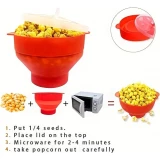 Mikrowellen Popcornsch&uuml;ssel aus faltbarem Silikon mit Deckel - Rot