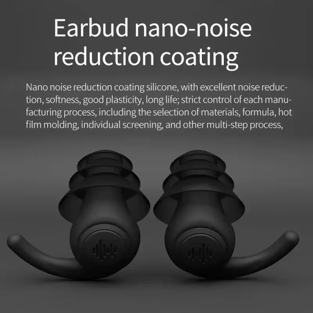 Bouchons d'oreilles en silicone souple à 3 couches réutilisables réduction du bruit pour dormir nager travailler étudier contre le ronflement concerts - Blanc