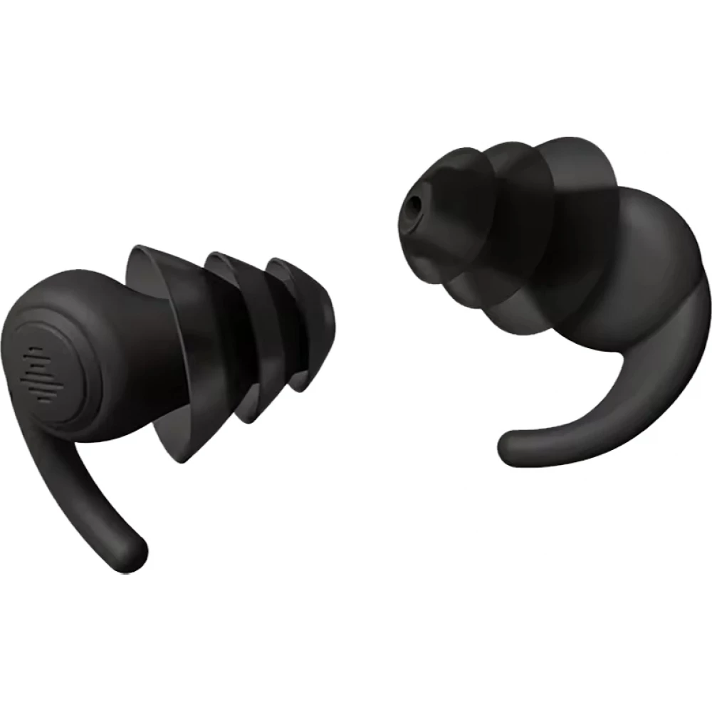 Bouchons d'oreilles en silicone souple à 3 couches réutilisables réduction du bruit pour dormir nager travailler étudier contre le ronflement concerts - Noir