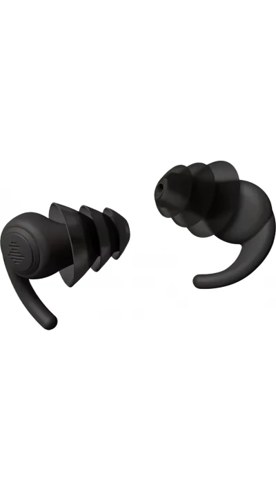 Bouchons d'oreilles en silicone souple à 3 couches réutilisables réduction du bruit pour dormir nager travailler étudier contre le ronflement concerts - Noir