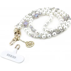 Guess Universeller Smartphone-Kettenarmband mit Perlen - Wei&szlig;