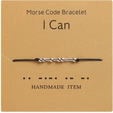 Morsecode Armband I Can mit Nylonband - Silber