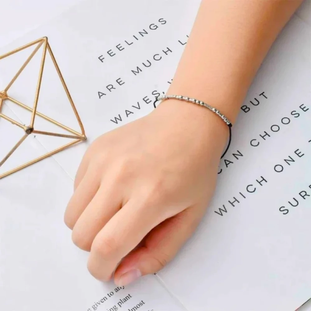 Morsecode Armband I Can mit Nylonband - Silber