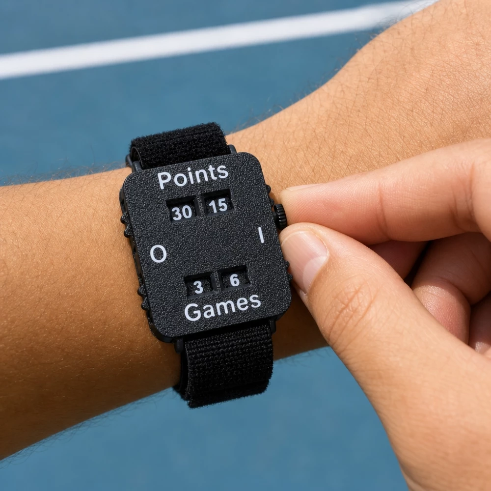 Bracelet compteur de score pour padel, tennis et cricket - Noir