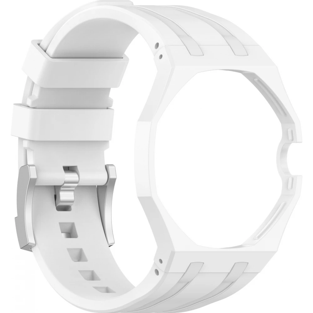 Wechselarmband für die Royal Pop-Uhr (AP x Swatch) aus wasserdichtem Silikon (Krone bei 3 Uhr) – Weiss