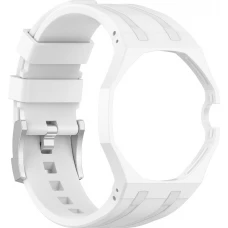 Wechselarmband für die Royal Pop-Uhr (AP x Swatch) aus wasserdichtem Silikon (Krone bei 3 Uhr) – Weiss