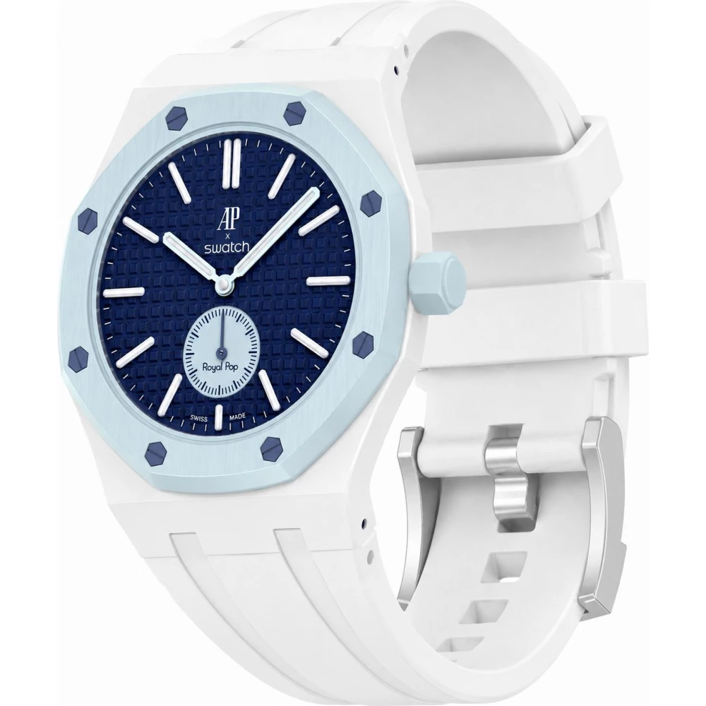 Wechselarmband für die Royal Pop-Uhr (AP x Swatch) aus wasserdichtem Silikon (Krone bei 3 Uhr) – Weiss