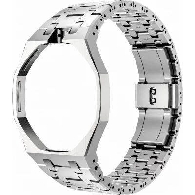 Bracelet pour montre Royal Pop (AP x Swatch) en acier inoxydable brossé (couronne à 12h) - Argent