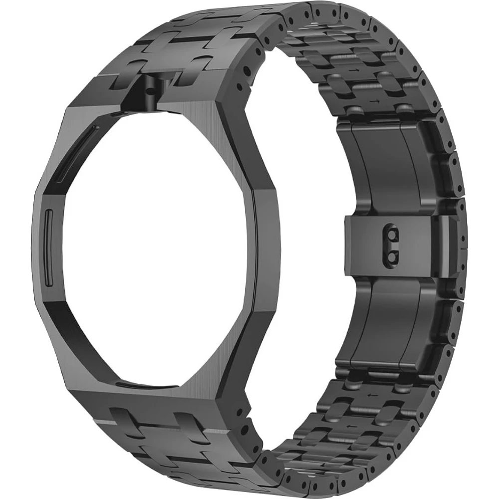 Bracelet pour montre Royal Pop (AP x Swatch) en acier inoxydable brossé (couronne à 12h) - Noir