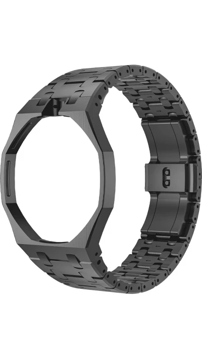 Royal Pop Armband (AP x Swatch) aus gebürstetem Edelstahl (Krone bei 12 Uhr) - Schwarz