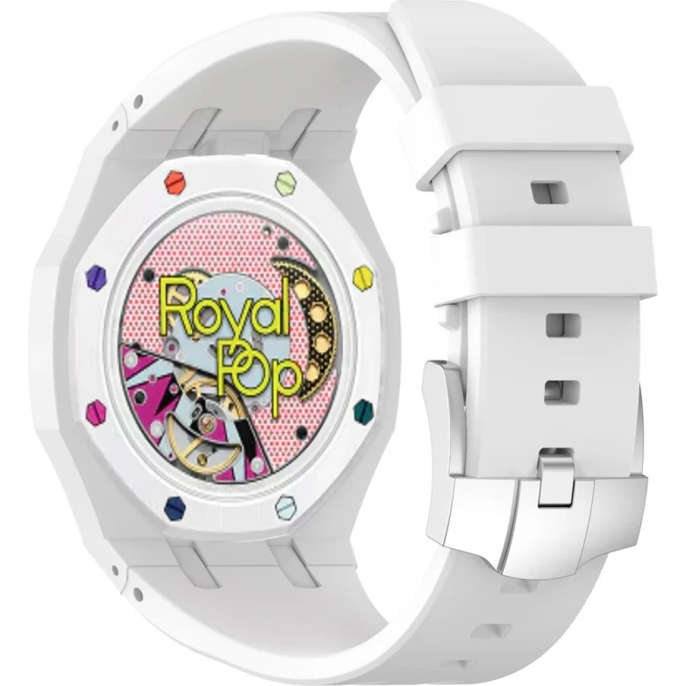 Bracelet pour montre Royal Pop (AP x Swatch) en silicone waterproof (couronne &agrave; 12h) - Blanc