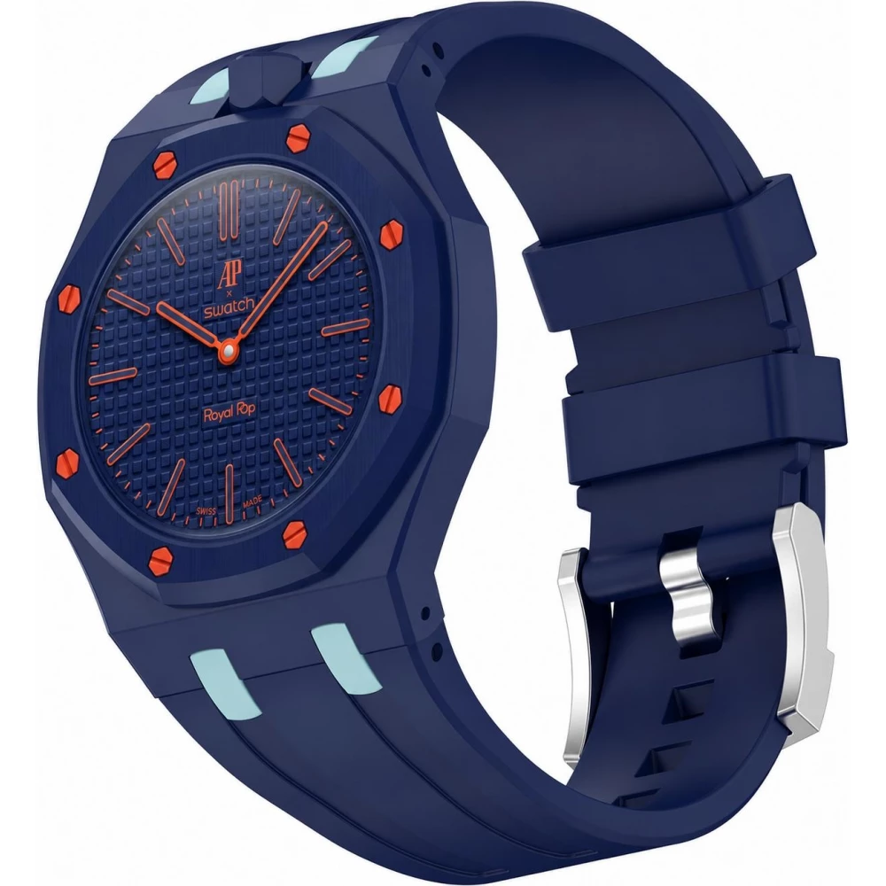 Armband für Royal Pop Uhr (AP x Swatch) aus wasserdichtem Silikon (Krone bei 12 Uhr) - Dunkelblau