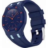 Armband für Royal Pop Uhr (AP x Swatch) aus wasserdichtem Silikon (Krone bei 12 Uhr) - Dunkelblau