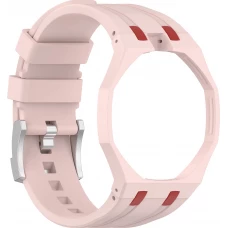 Bracelet pour montre Royal Pop (AP x Swatch) en silicone waterproof (couronne &agrave; 12h) - Rose clair