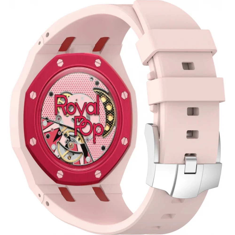 Bracelet pour montre Royal Pop (AP x Swatch) en silicone waterproof (couronne &agrave; 12h) - Rose clair