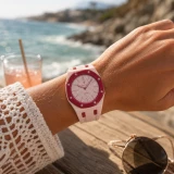 Bracelet pour montre Royal Pop (AP x Swatch) en silicone waterproof (couronne &agrave; 12h) - Rose clair