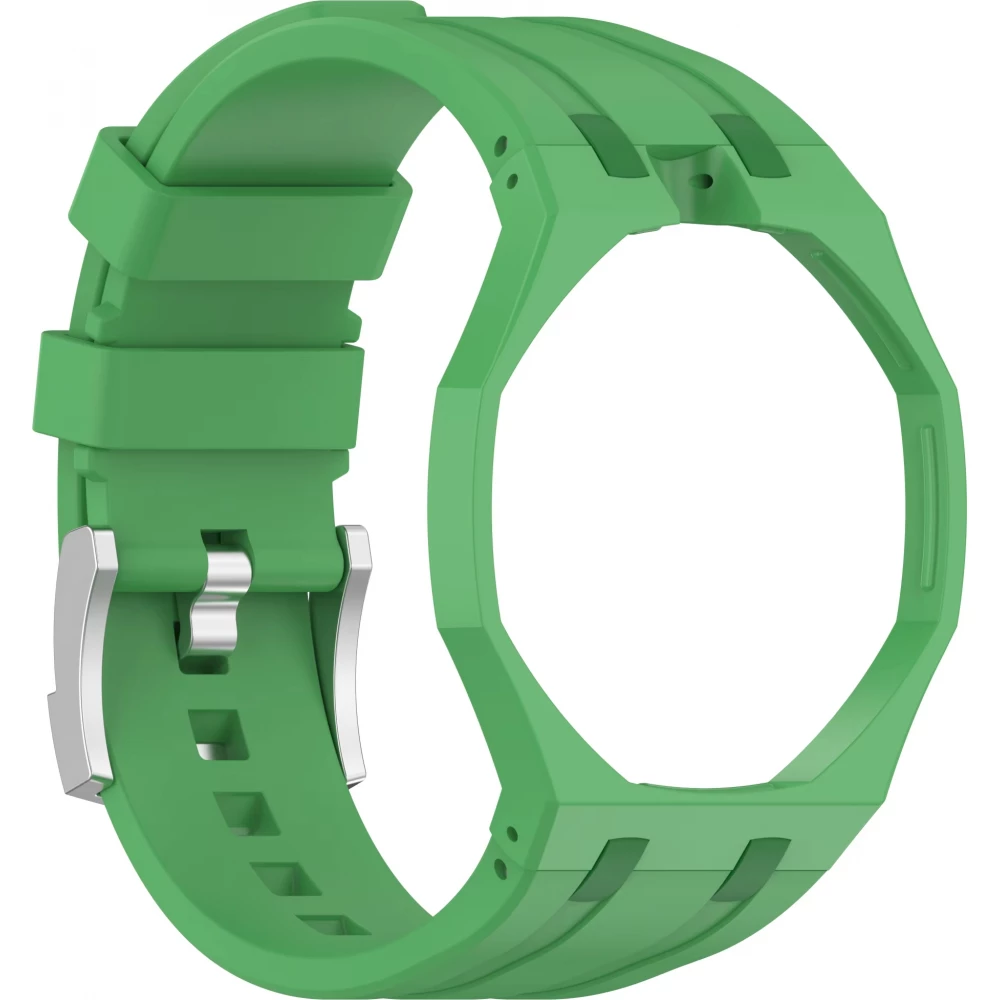 Armband f&uuml;r Royal Pop Uhr (AP x Swatch) aus wasserdichtem Silikon (Krone bei 12 Uhr) - Dunkelgr&uuml;n