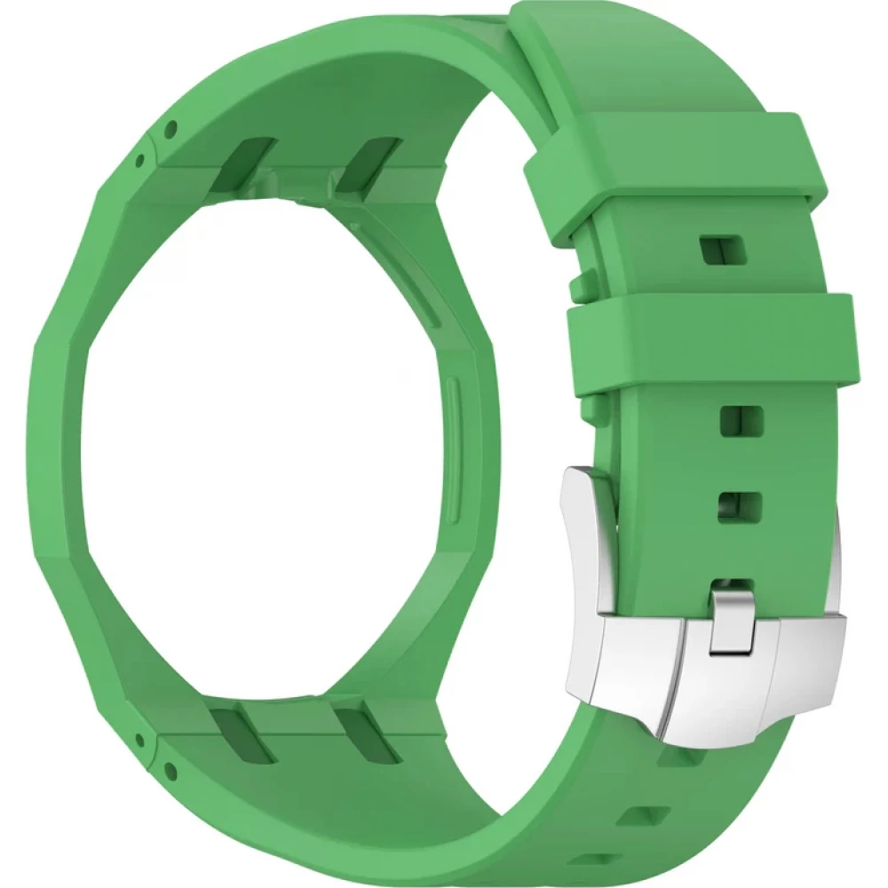 Armband f&uuml;r Royal Pop Uhr (AP x Swatch) aus wasserdichtem Silikon (Krone bei 12 Uhr) - Dunkelgr&uuml;n