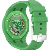 Armband f&uuml;r Royal Pop Uhr (AP x Swatch) aus wasserdichtem Silikon (Krone bei 12 Uhr) - Dunkelgr&uuml;n