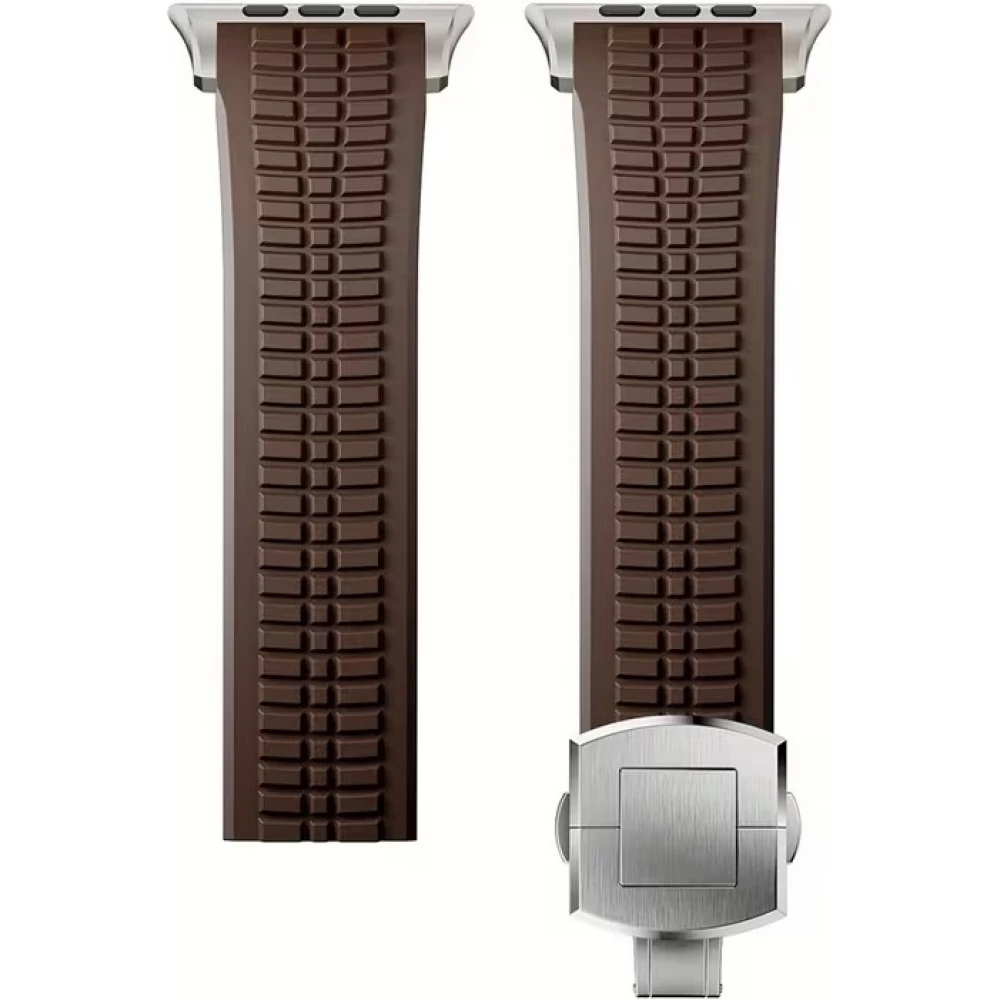Bracelet sport luxe en caoutchouc premium pour Apple Watch 49/46/45/44 mm confort étanche et résistant - Brun - Apple Watch 44/45/46/49 mm