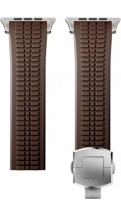 Bracelet sport luxe en caoutchouc premium pour Apple Watch 49/46/45/44 mm confort étanche et résistant - Brun - Apple Watch 44/45/46/49 mm